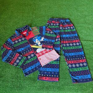 Sonic the Hedgehog Toddlers Boy's Winter Holiday 2PC Flannel Pajama Set Size 8